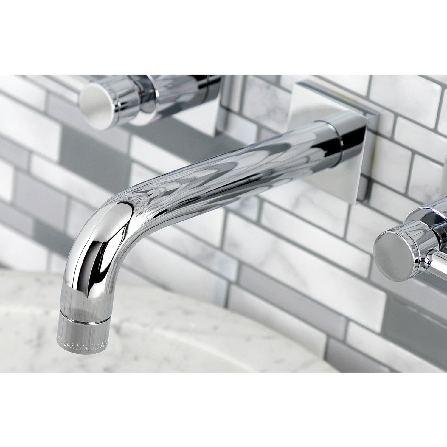 Kingston Sona KS6121DL - Concord Double-Handle 3-Hole Wall Mount Bathroom Faucet, Polished Chrome — thumbnail 3
